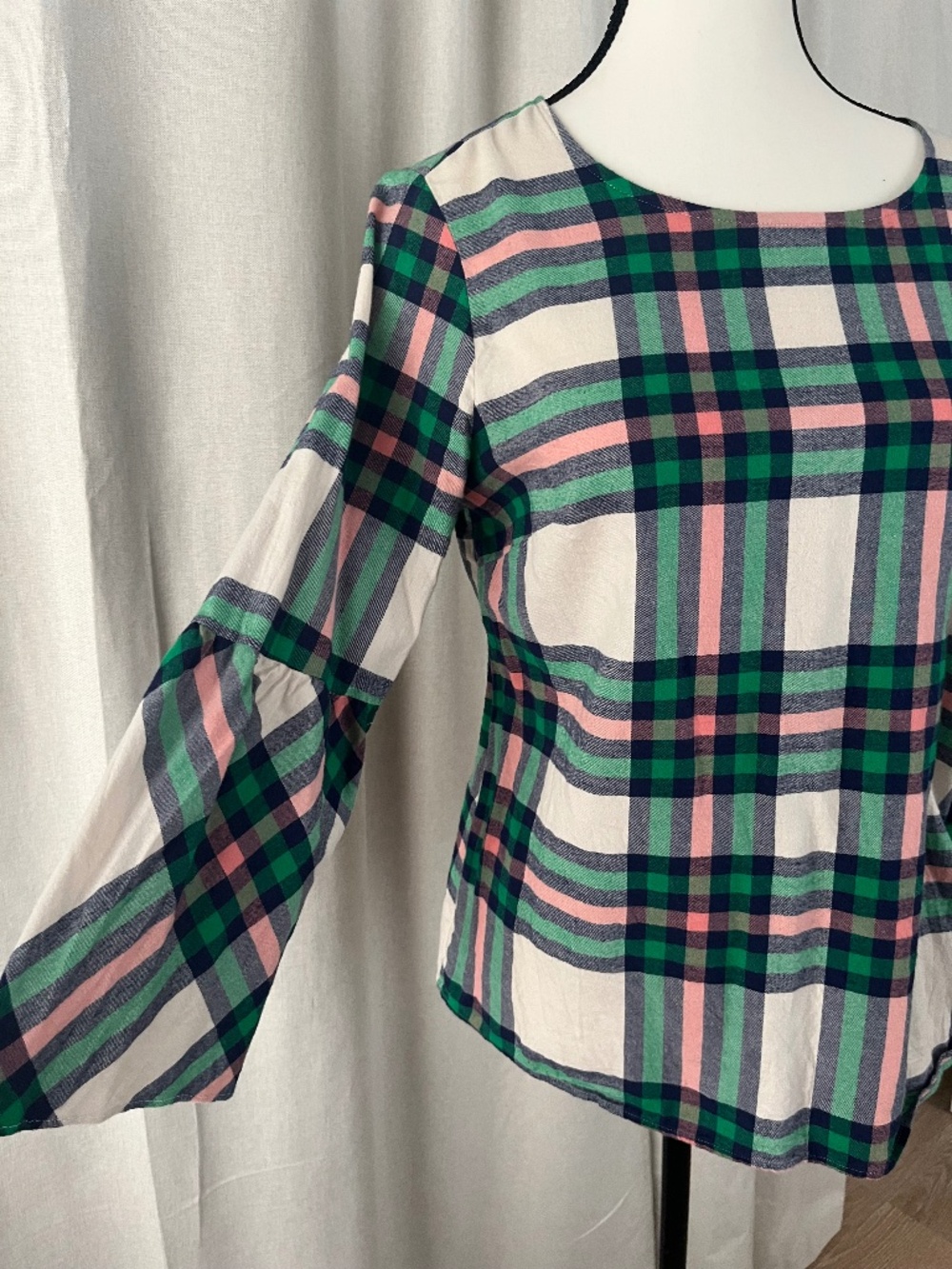 J Crew Mercantile plaid flannel bell sleeves size 4